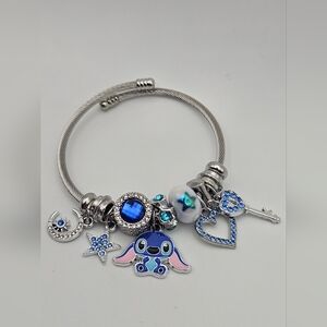 Stitch Inspired Charm Bracelet, NWOT, Blue/Silver